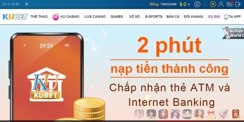 Hướng dẫn nạp tiền chi tiết